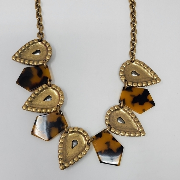 J. CREW CRYSTAL KITE NECKLACE FAUX TORTOISE SHELL PEAR SHAPE RHINESTONE JEWELRY - Picture 7 of 11
